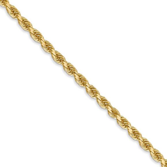 3.25mm, 14k Yellow Gold, Diamond Cut Solid Rope Chain Necklace, 30 In. - Picture 1 of 8